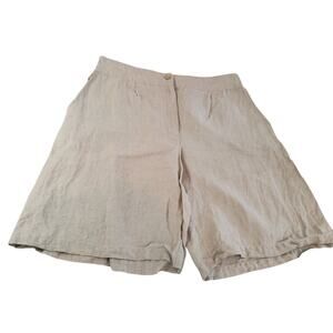 Epic Linen The Spirit Of Life Beige High Waisted Shorts Womens Medium 100% Linen